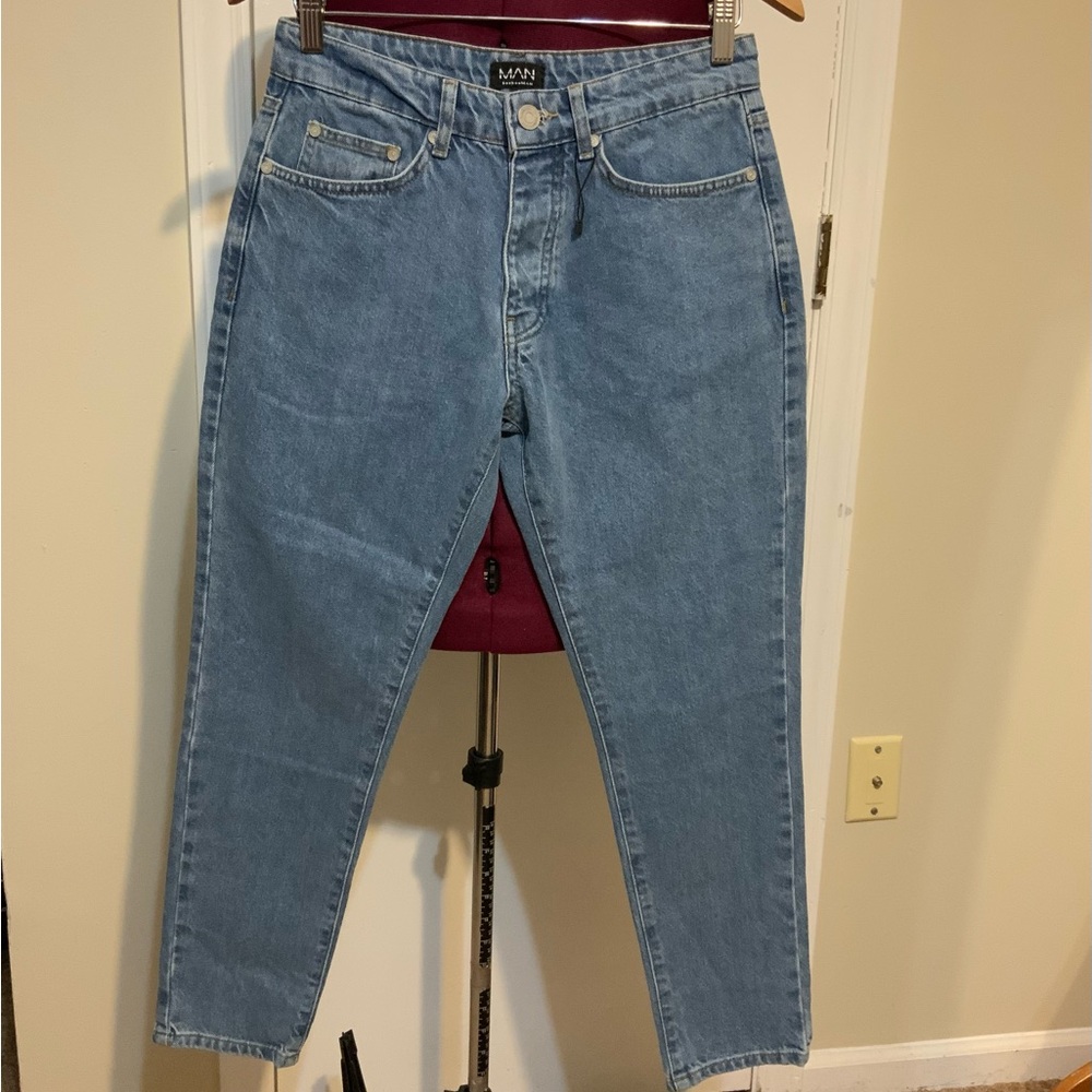 NWOT boohooMan front Buttons Fly Skinny Blue Jeans Men’s 28 size